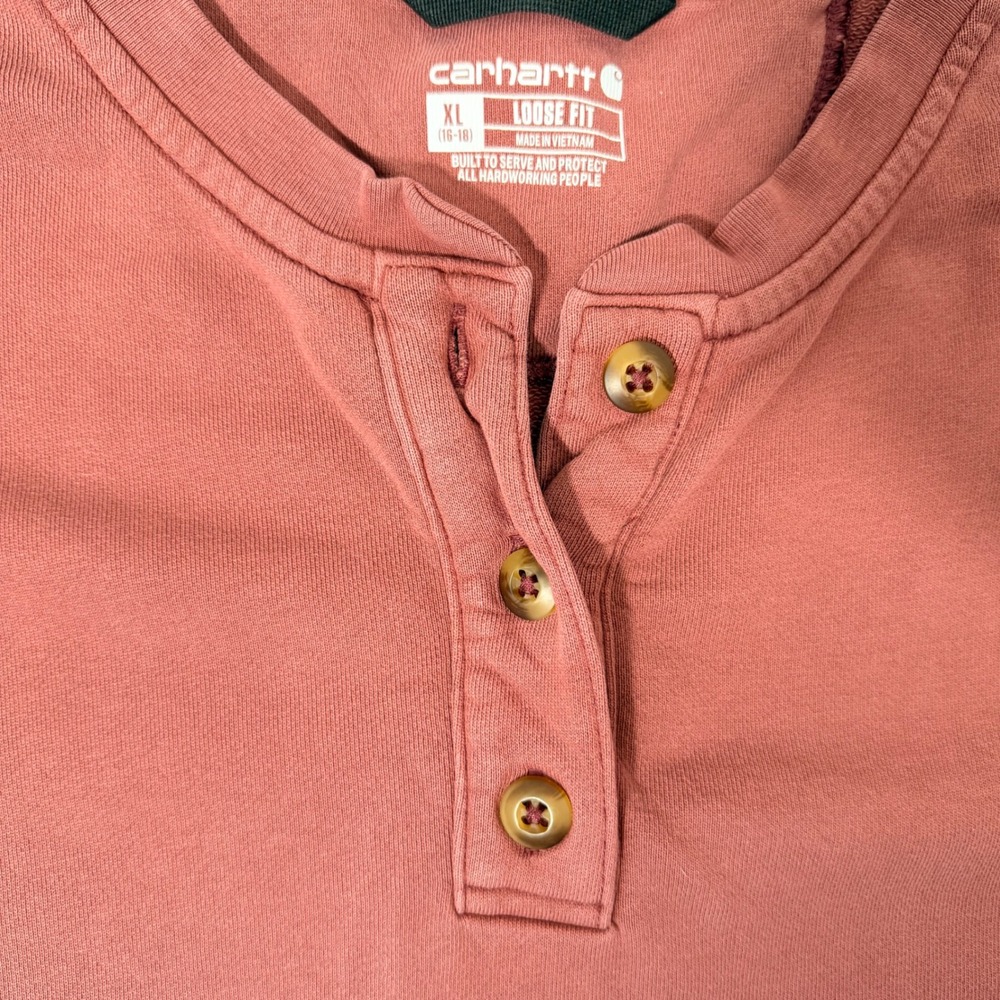 Carhartt Loose Fit Cropped Henley French Terry Sweatshirt (XL) Oversized Womens - Picture 3 of 12